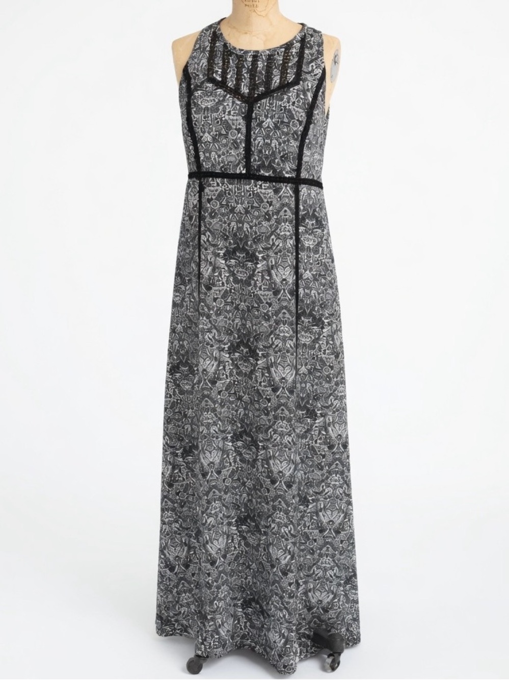 IRO Black and Gray Printed Sleeveless Maxi Dress